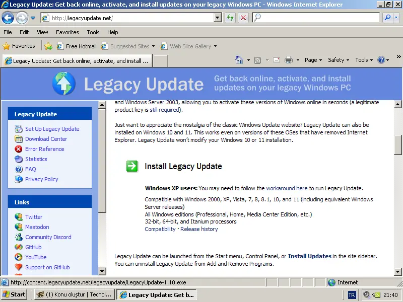 Rehber: Windows XP'de sitelere girme ve sistemi güncelleme | Techolay ...