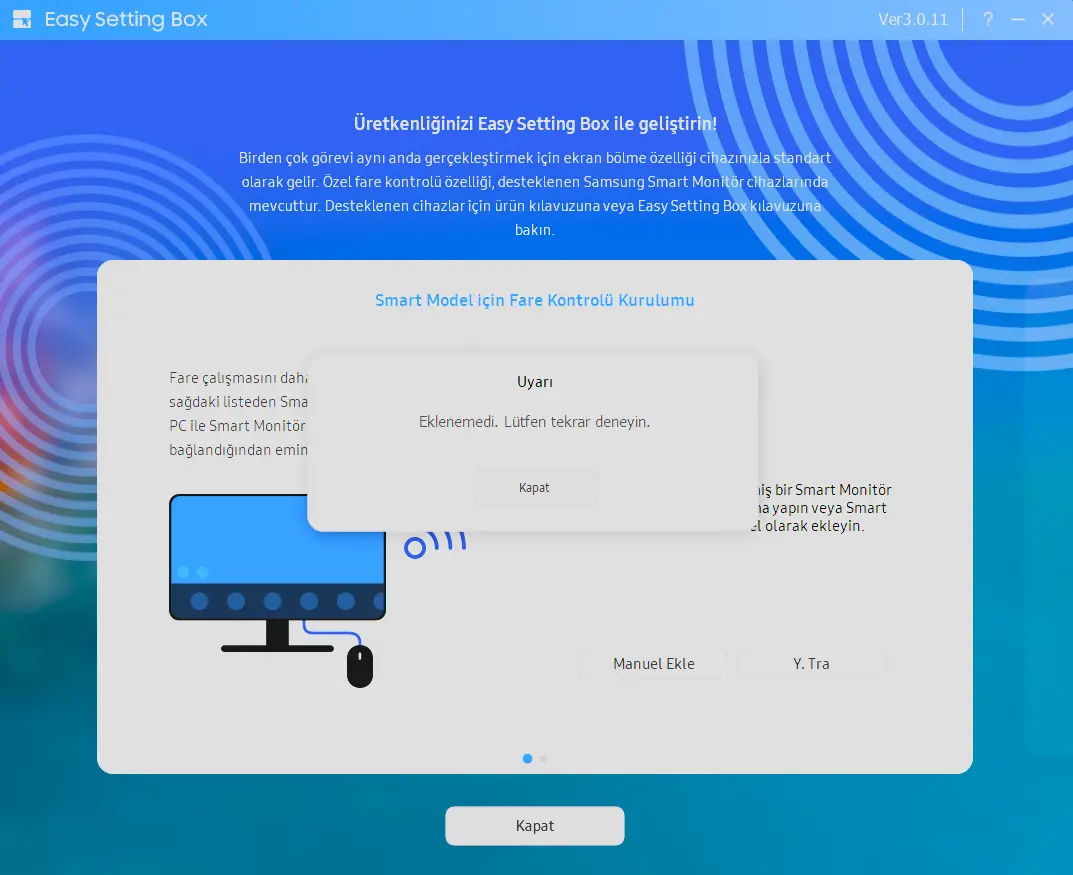 Samsung G95SC Easy Setting Box uygulaması monitörü görmüyor | Techolay ...