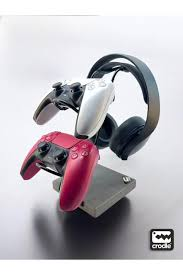 Crodle Gri Granit Ahşap Ve Siyah Metal Gaming Ps4 Ps5 Xbox Joystick  Controller Tutucu Ve Kulaklık Dikey Sta - Fiyatı, Yorumları