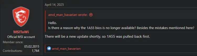 2025-04-22 00_15_54-MSI MEG Z890 ACE Intel Microcode 0x116 _ Seite 2 _ Hardwareluxx - Brave.webp