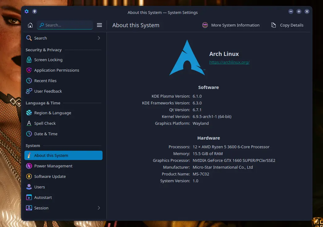 arch linux kde plasma 6.1 about.webp