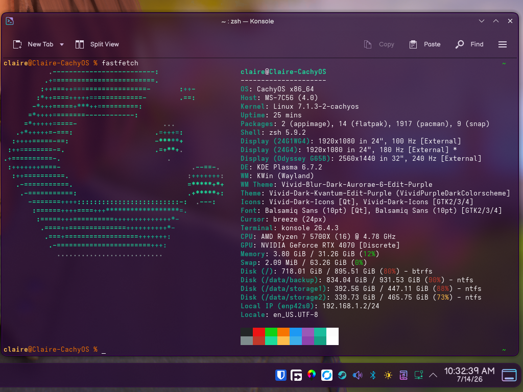 cachyos boşta ram kullanımı - steam ve birçok program açık.webp