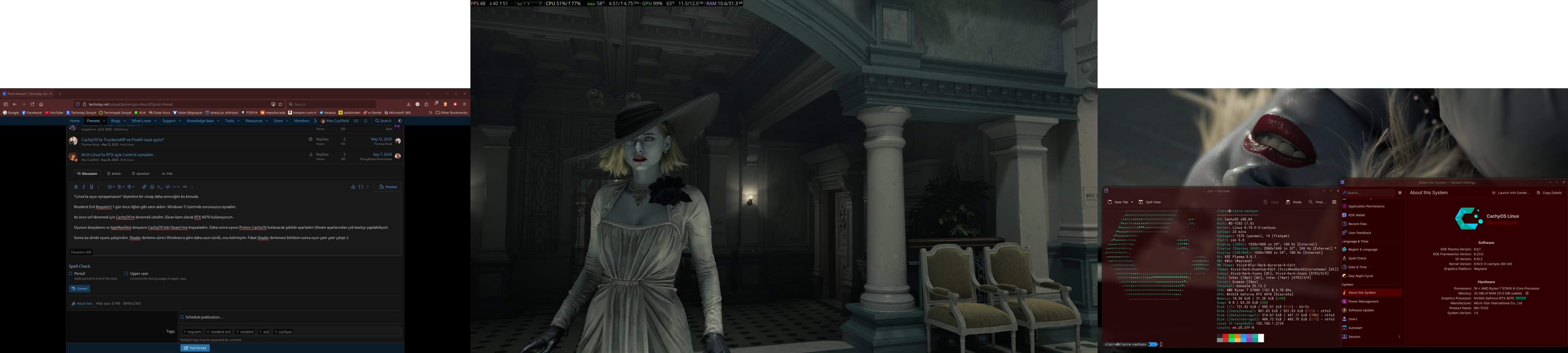 cachyos'te resident evil requiem çalışıyor 864p.webp