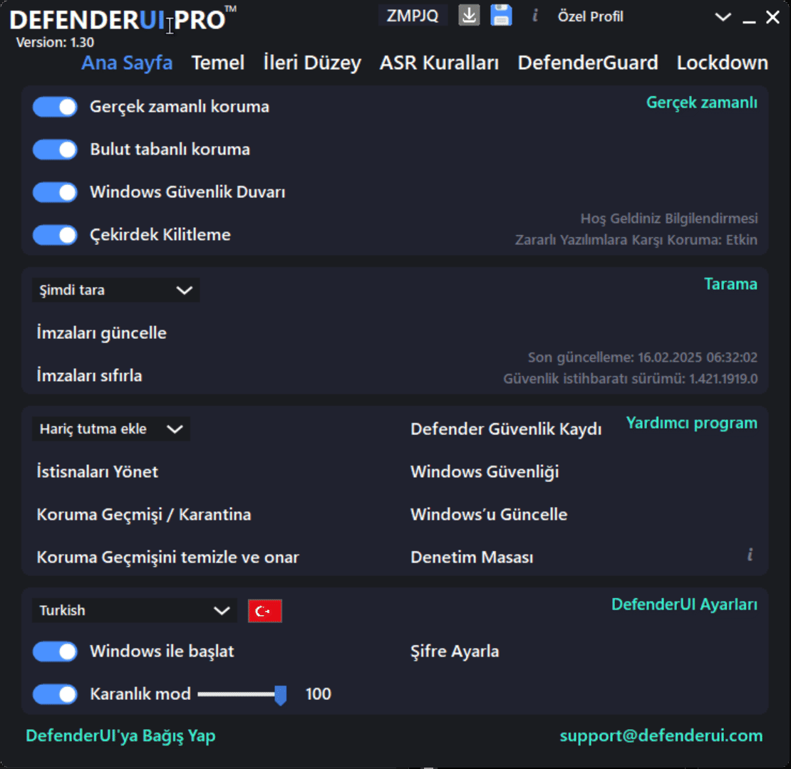 DefenderUI Pro Sekmeleri
