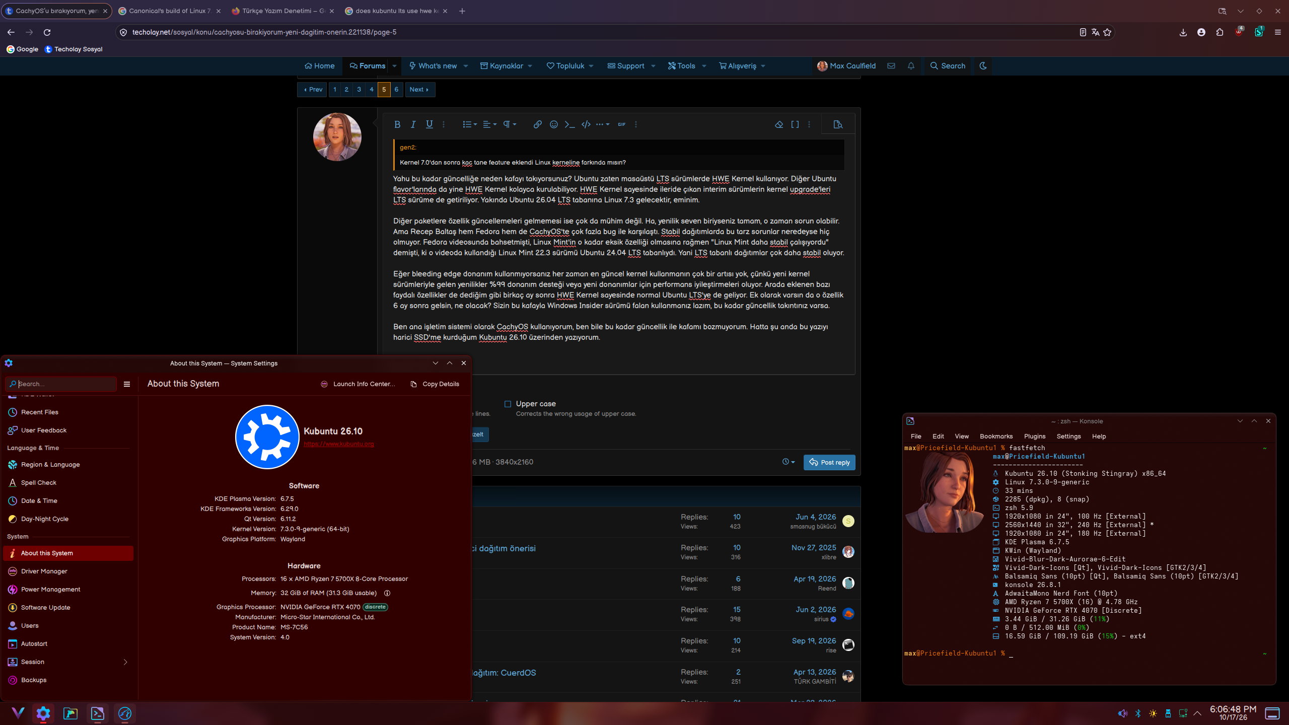kubuntu 26.10 ile techolay sosyal'de yazı yazıyorum.webp