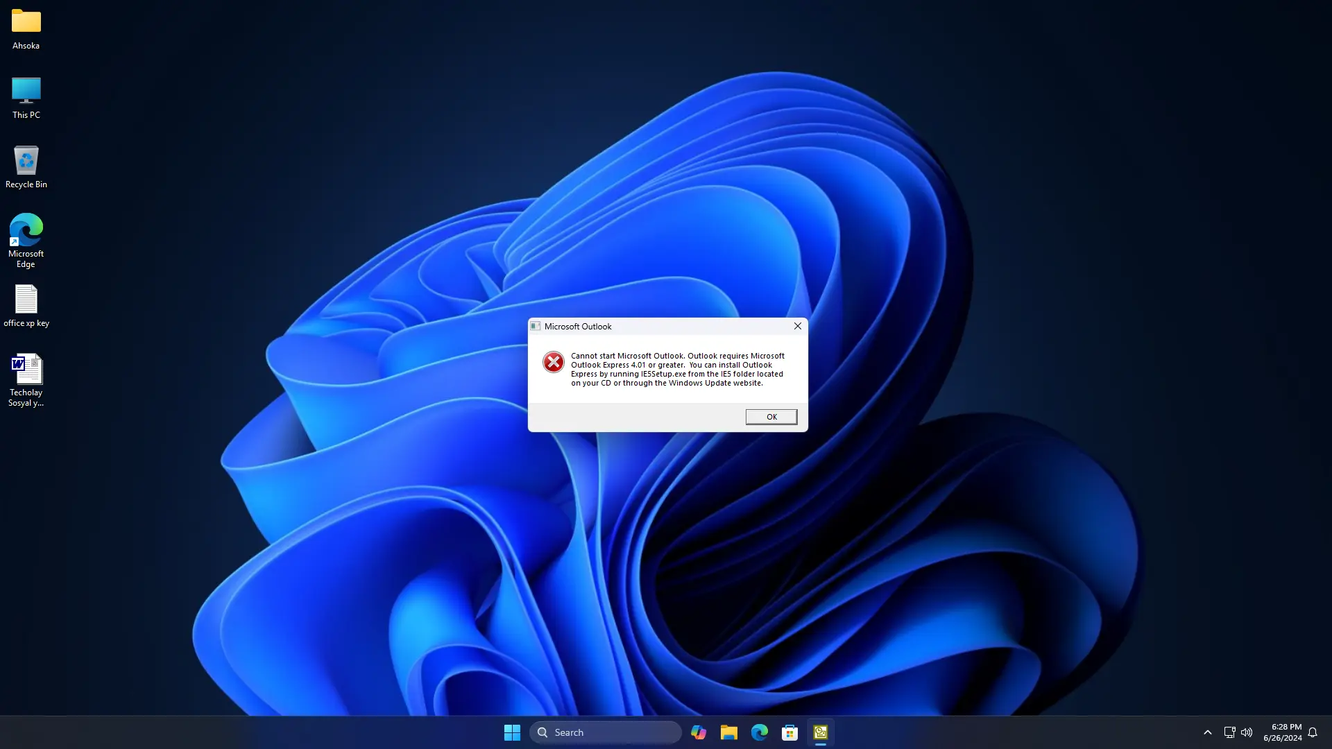 office xp - outlook 2002 maalesef windows 11'de çalışmıyor.webp