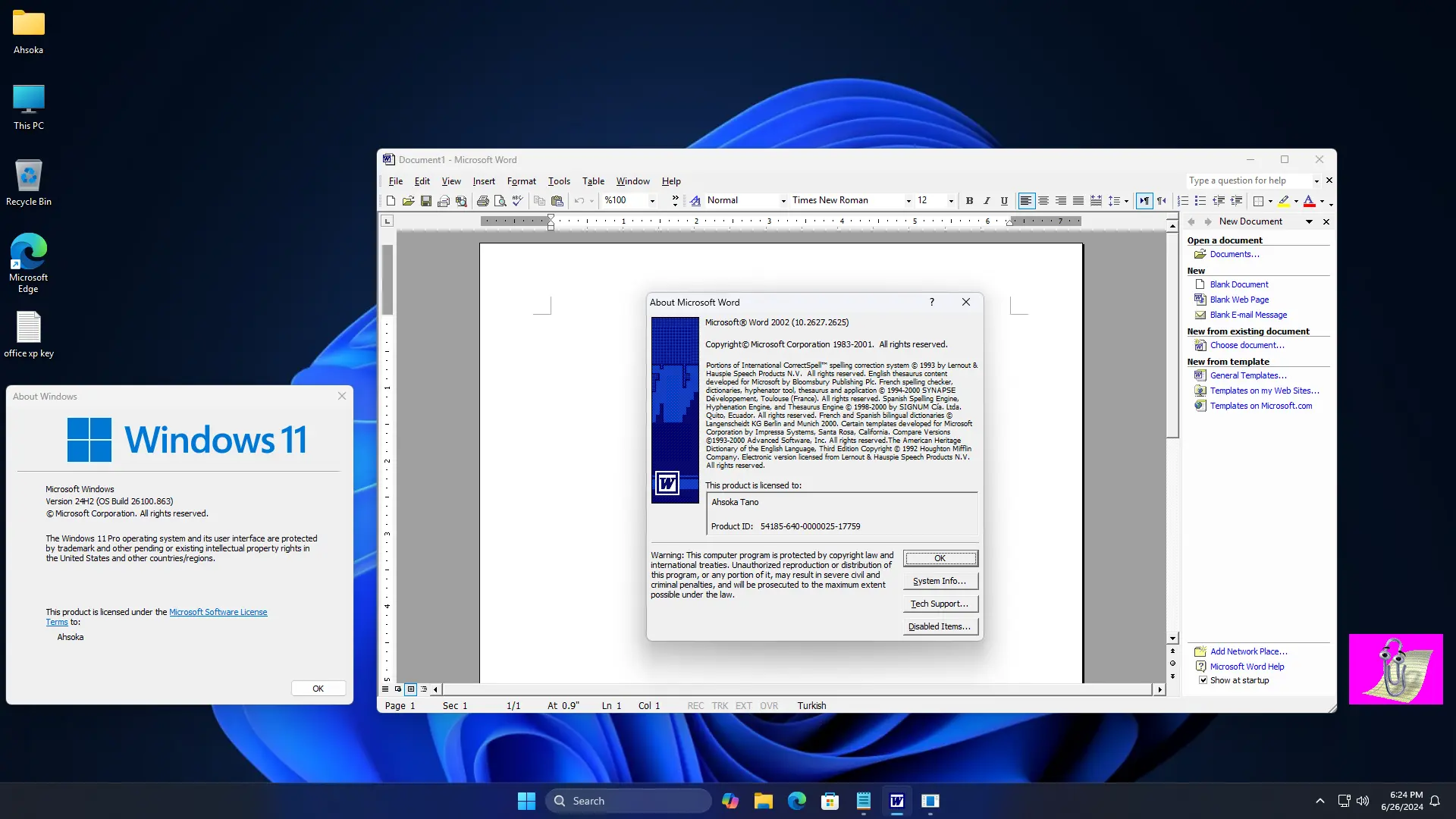 office xp - windows 11'de çalışıyor 2 - word 2002 hakkında.webp