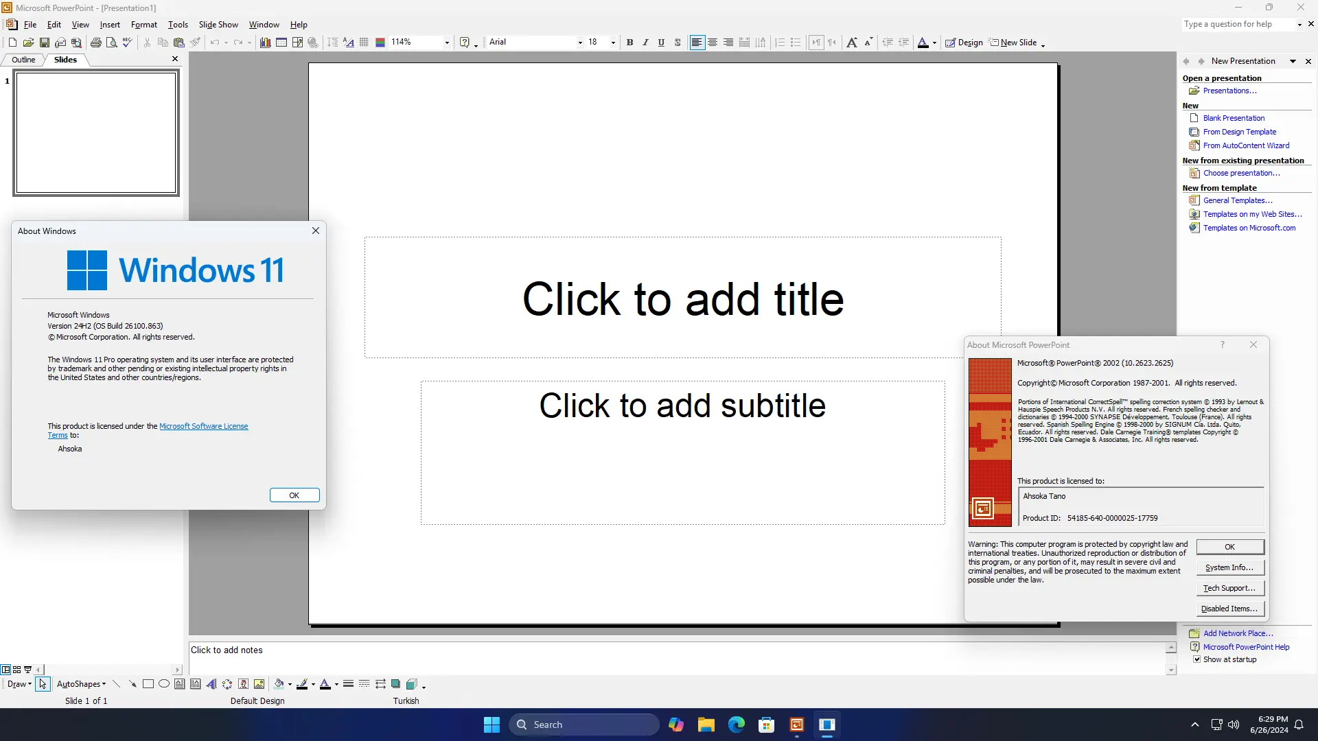 office xp - windows 11'de çalışıyor 5 - powerpoint 2002.webp
