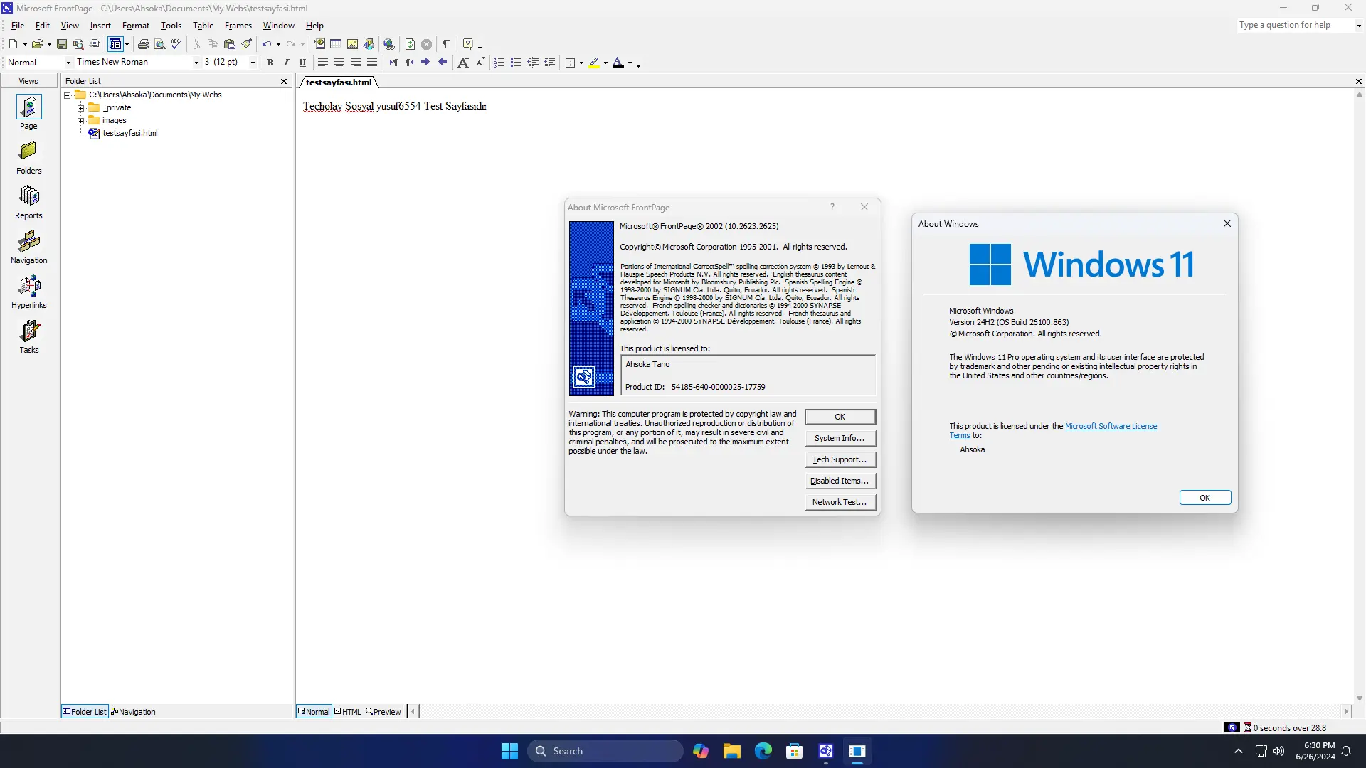 office xp - windows 11'de çalışıyor 7 - frontpage 2002.webp
