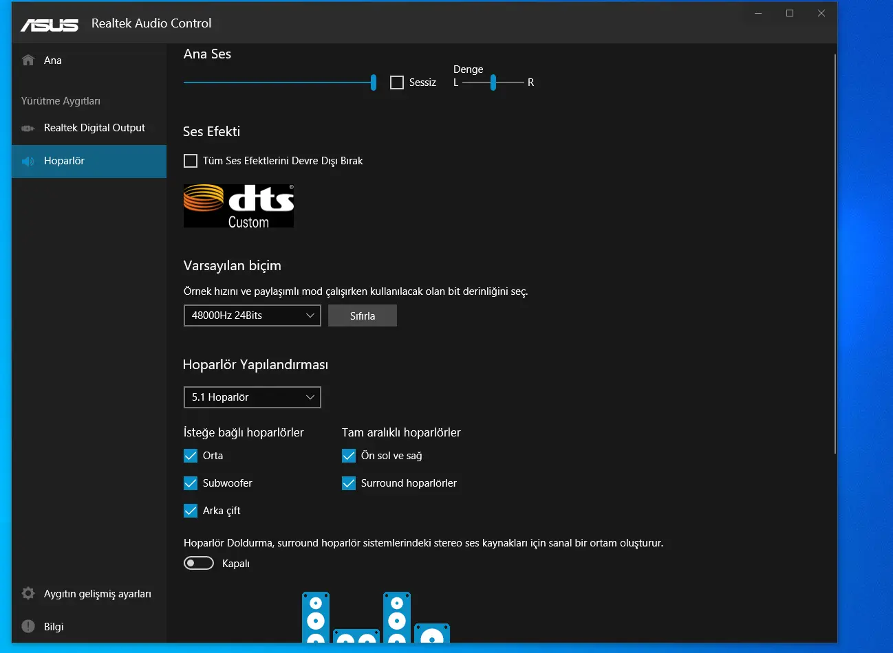 Realtek Audio Control'de 