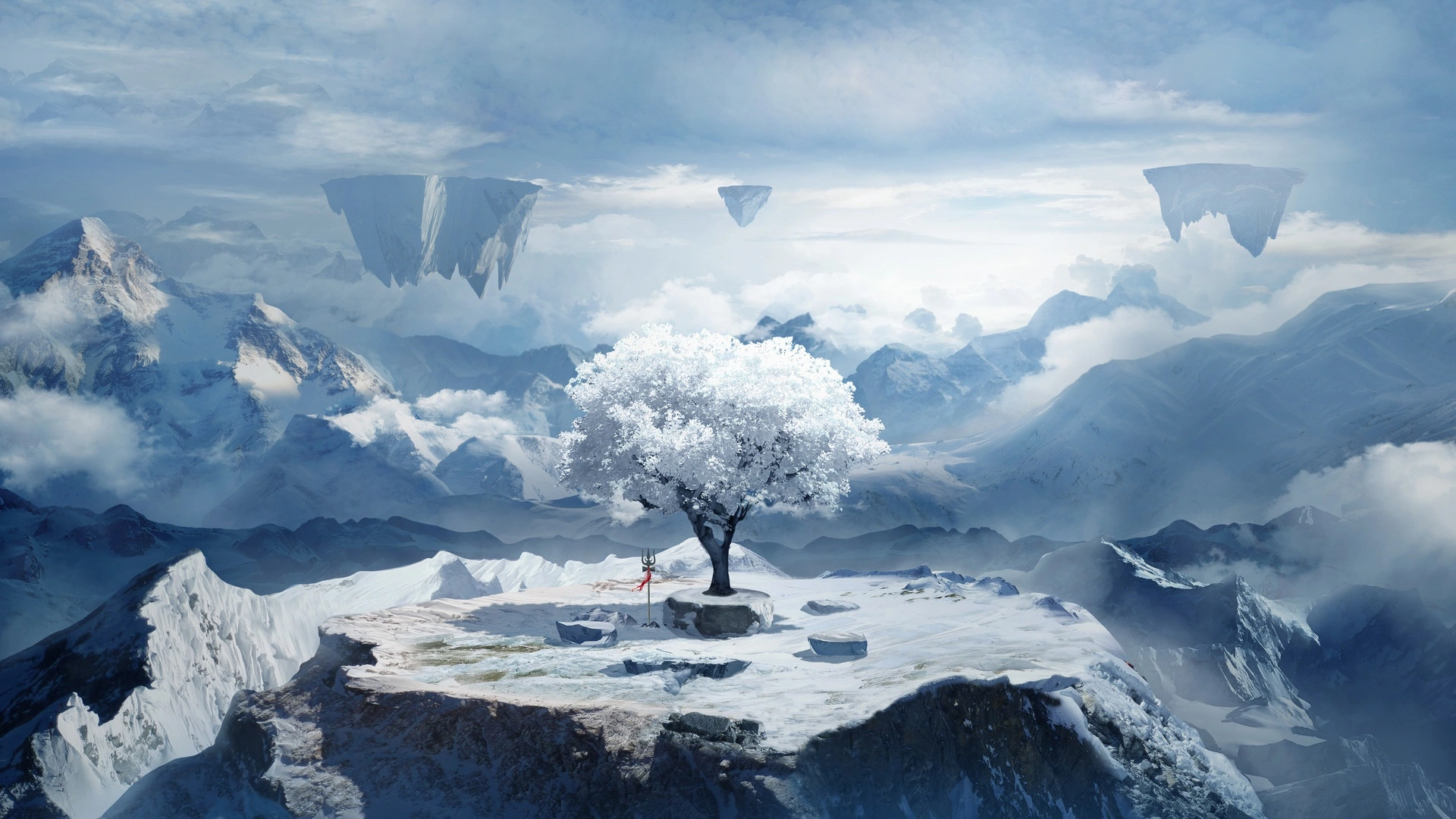 Winter Trees Mountains Sky.webp