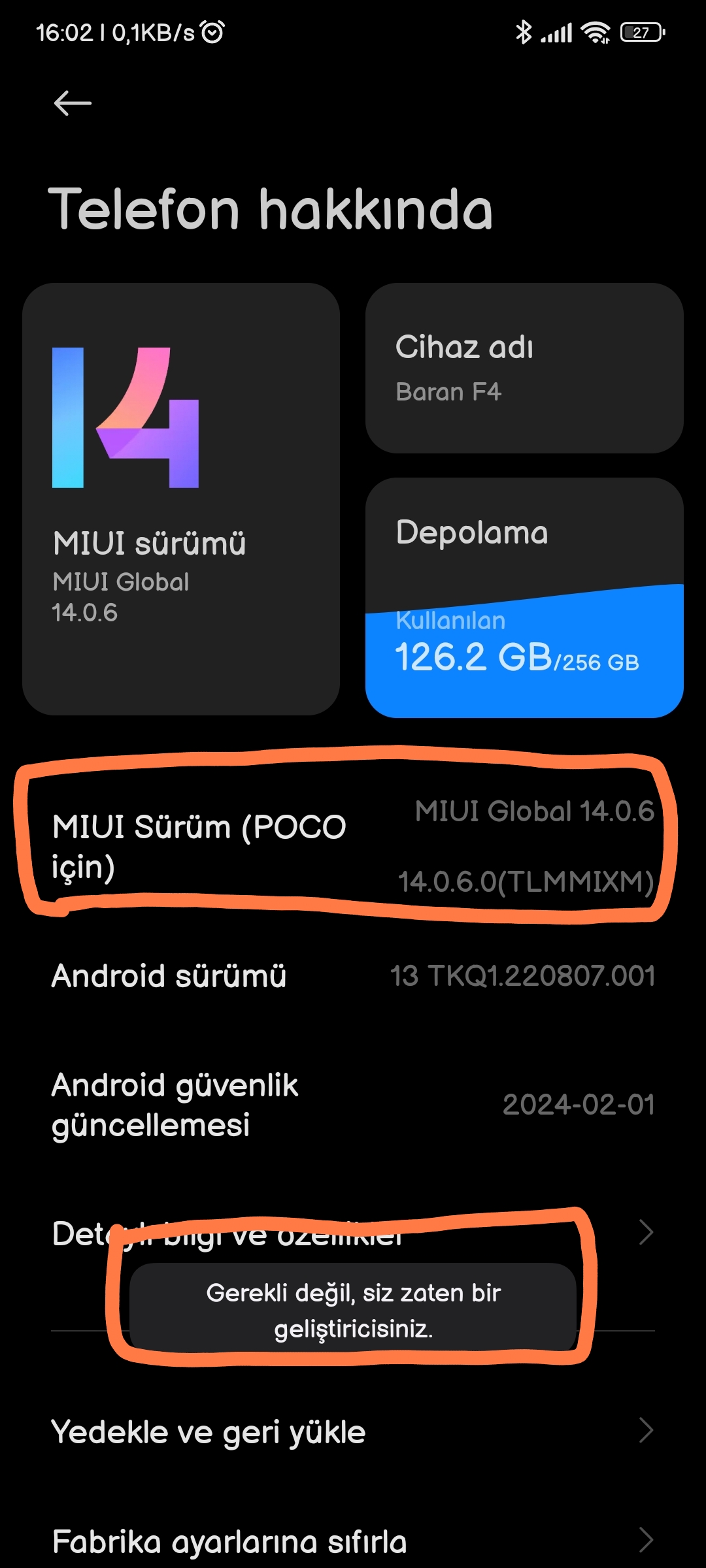 Xiaomi Gelistirici Seceneklerini Acma