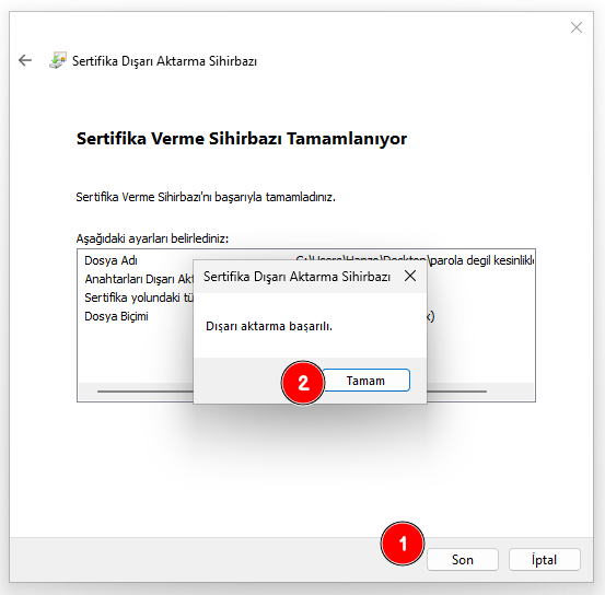 Sertifika Aktarımı Tamamlandı