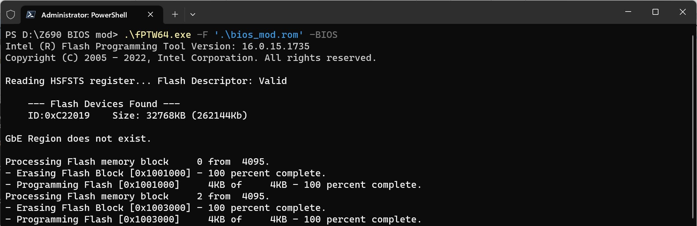 fPTW64 ile Modlu BIOS'u Flashlama
