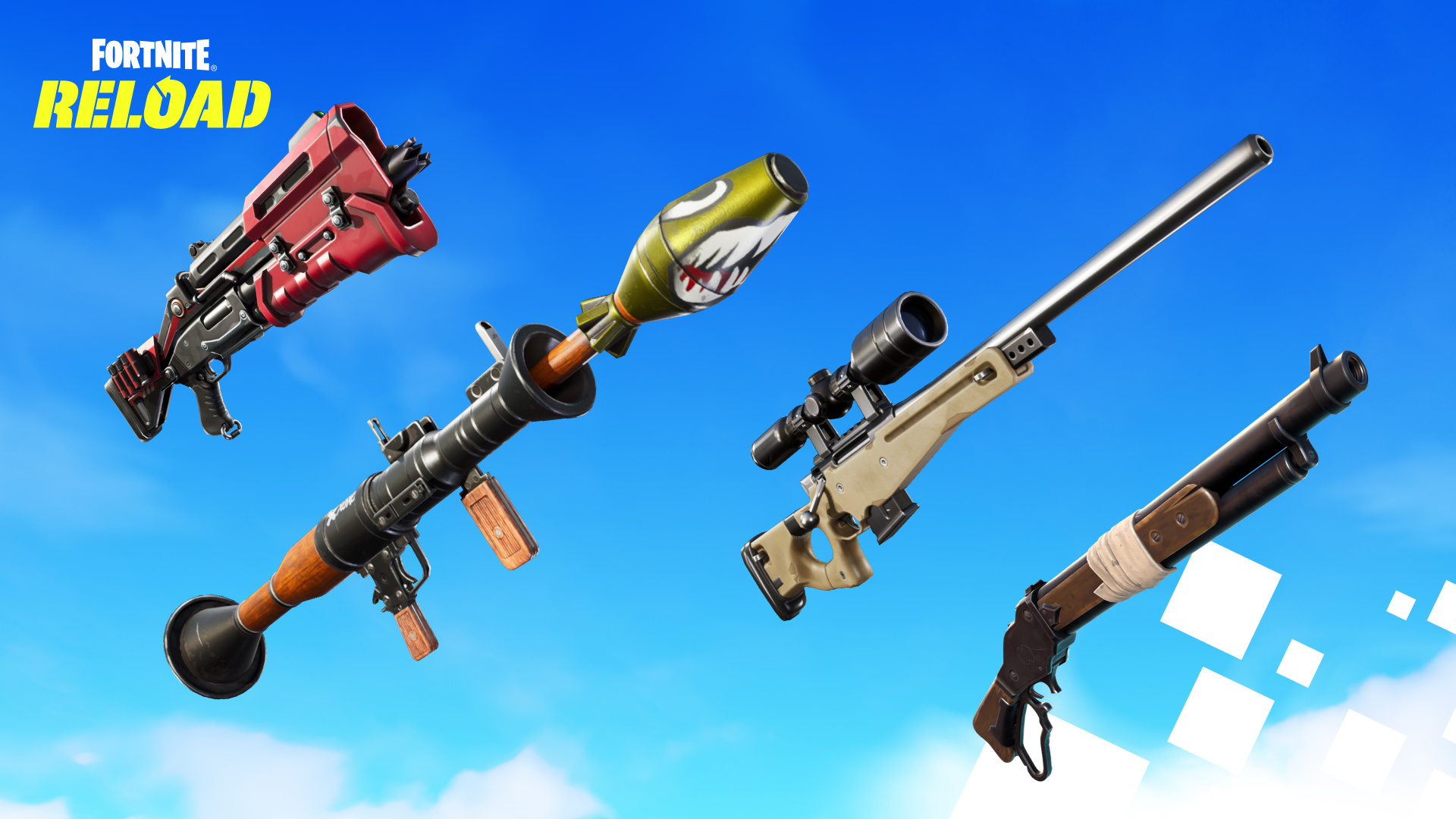 Fortnite Taktik Av Tüfeği, Roketatar, Bolt-Action Keskin Nişancı Tüfeği ve Lever Action Av Tüfeği