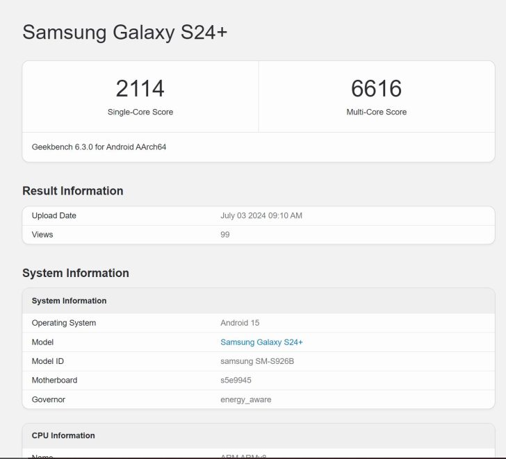 Geekbench sonuçları tespit edildi