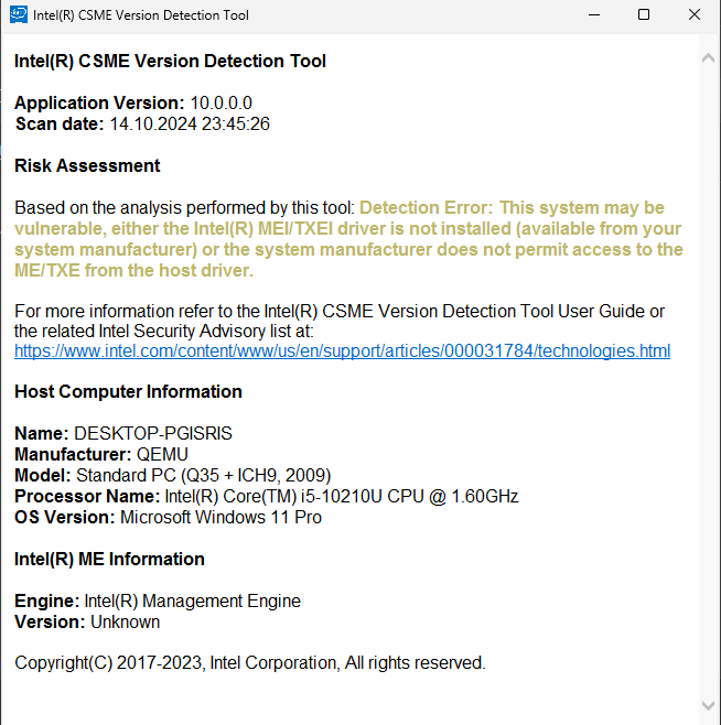 Intel-CSMEVDT-Arayuzu