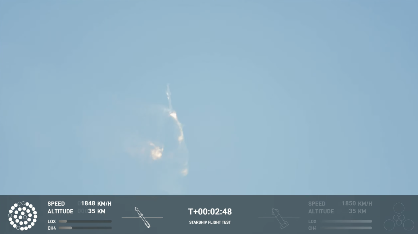 SpaceX Starship test uçuşu bir aşama ayrımı