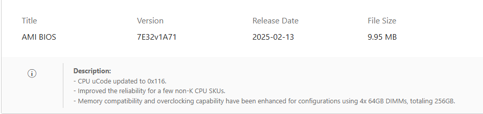 MSI Mikro Kod 0x116 BIOS