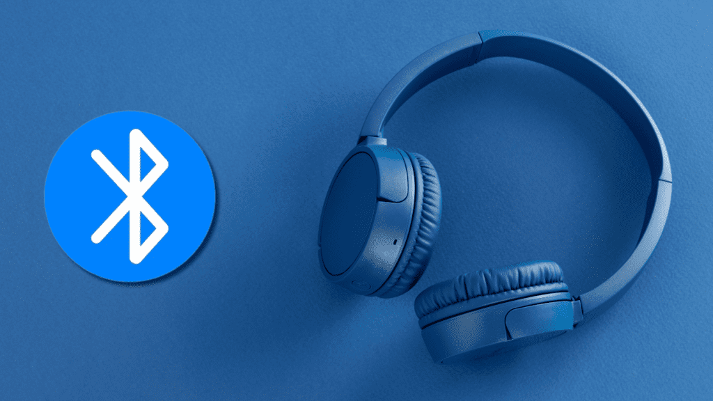 Bluetooth logosunun sağ tarafında kablosuz bir kulaklık.