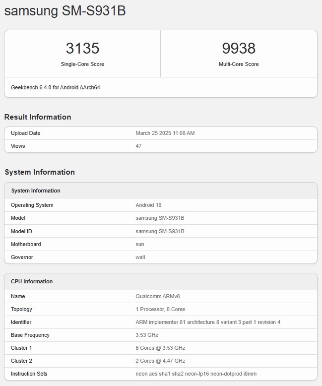 Galaxy S25, Samsung'un One UI 8'i ile Test Edildi