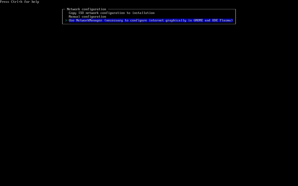 Arch Linux'da ağları kontrol etmeyi sağlayan NetworkManager.