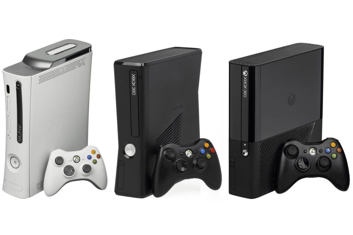 Soldan sağa; Xbox 360 Phat, Slim ve E.