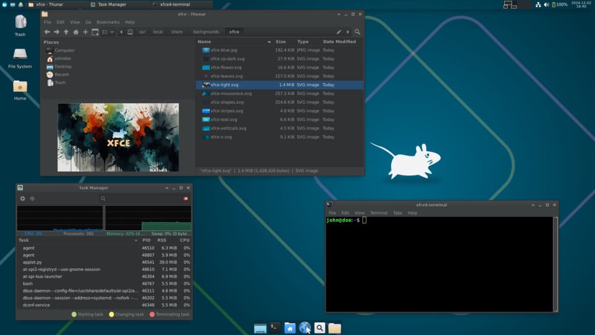 XFCE masaüstü ekranı