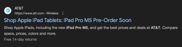 AT&T M5 iPad Pro’yu erken listelemiş olabilir