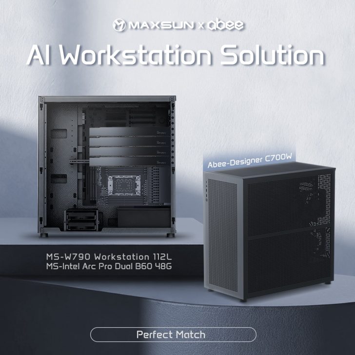 Maxsun x Abee AI Workstation: MS-W790 Workstation 112L ve Abee Designer C700W kasasıyla uyumlu çözüm