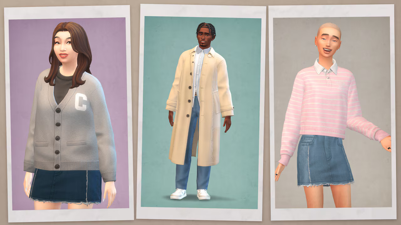 The Sims 4 Coach koleksiyonundaki hırka, trençkot ve üst giyim seçenekleri