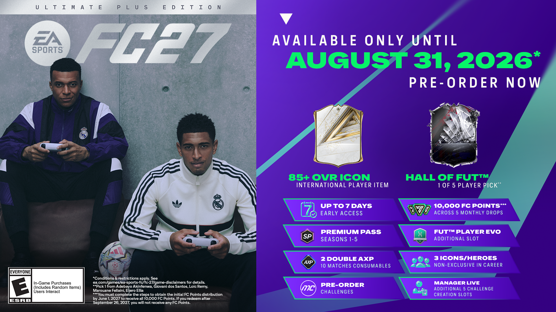 EA SPORTS FC 27 Ultimate Plus sürüm karşılaştırma infografiği