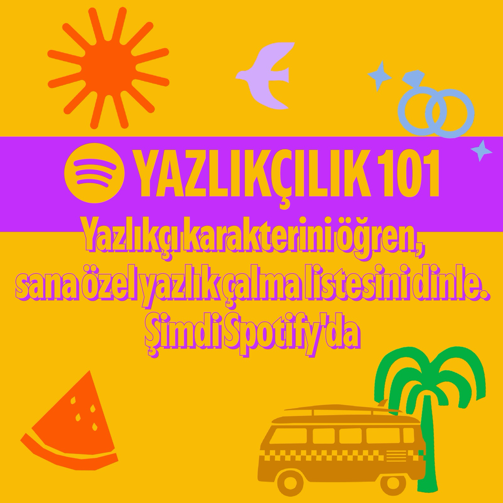Spotify Yazlıkçılık 101 kişiselleştirilmiş yaz karakteri görseli