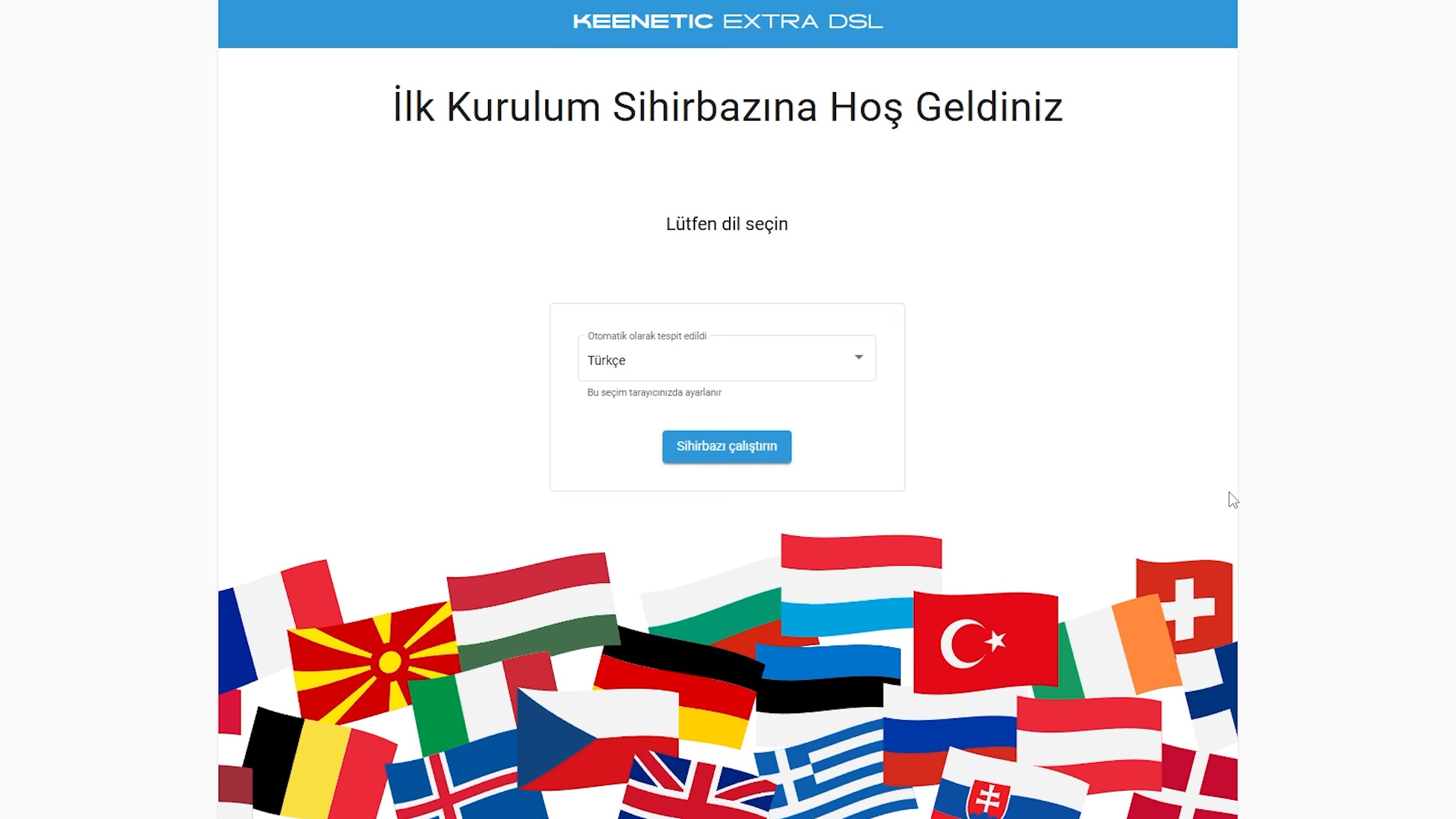 Keenetic ilk kurulum sihirbazı ülke seçimi ekranı