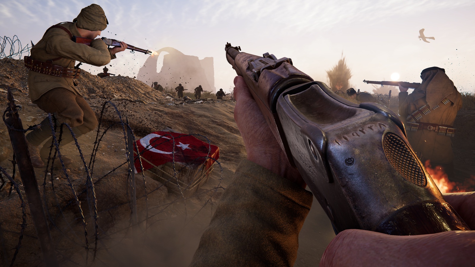 Gallipoli oyununda Türk askerlerinin yer aldığı Çanakkale Cephesi sahnesi