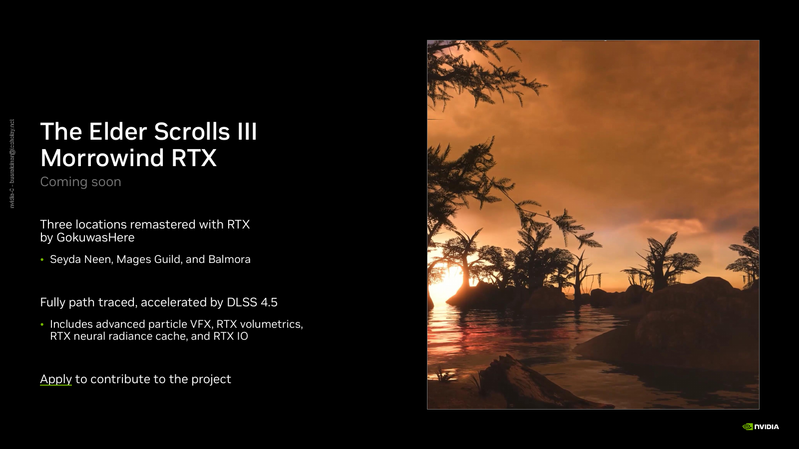 The Elder Scrolls III Morrowind RTX projesinden bir sahne