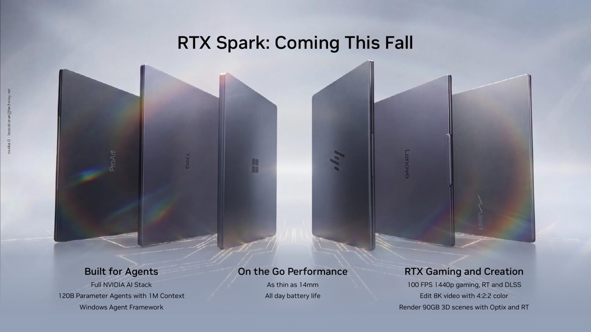 Farklı üreticilerin NVIDIA RTX Spark dizüstü bilgisayarları