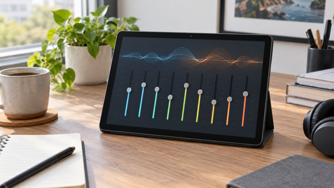 Lenovo tablet üzerinde ekolayzır ayarlarını temsil eden görsel