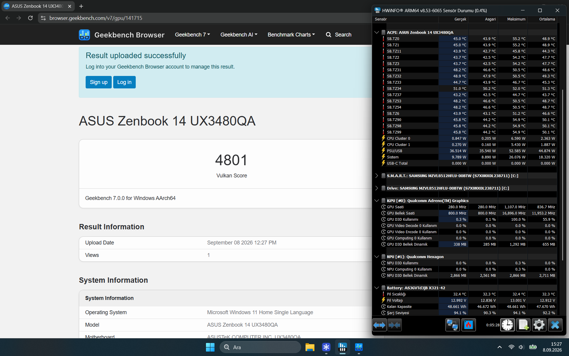 Geekbench 7 Vulkan testinde 4801 puan