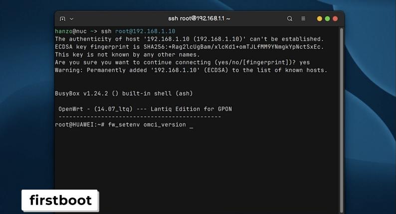 Terminalde SFP modülüne SSH ile bağlanılması ve OpenWrt kabuğunun açılması