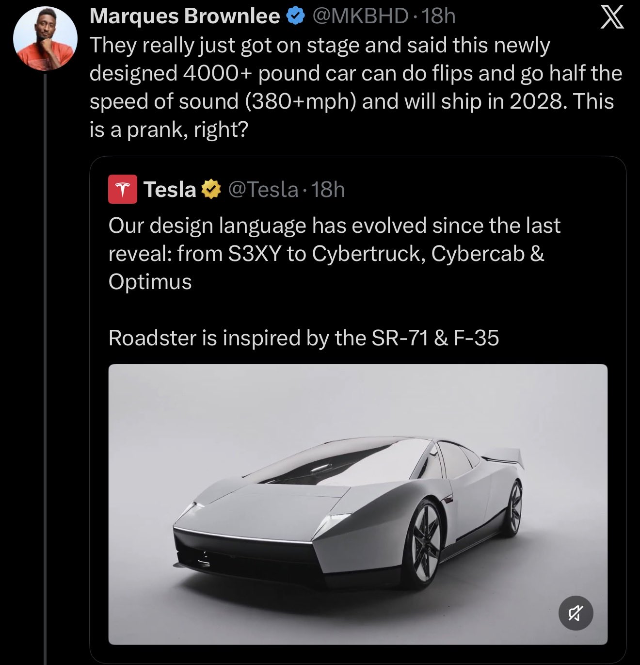 Marques Brownlee’nin yeni Tesla Roadster paylaşımı